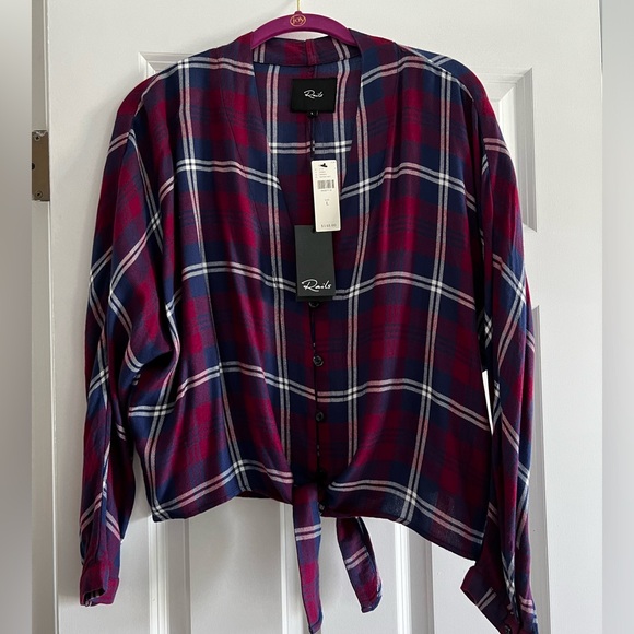 Cropped/Tie Rails flannel shirt size large - Picture 1 of 2